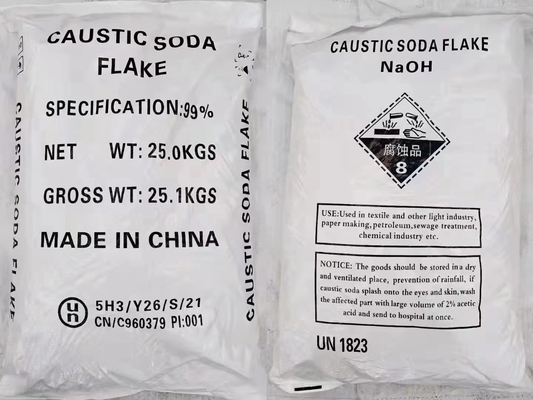 25 kg/BAG 99% pureté Soude caustique Hydroxyde de sodium Flocons Cas 1310-73-2 Pour la fabrication du papier